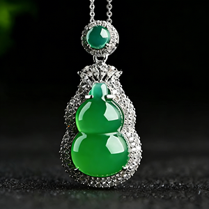 Colgante de Bambú con Calcedonia Verde Hielo Natural, Hebilla de la <span class=keywords><strong>Paz</strong></span>, Sin Adornos, Bañado en Plata, Incrustaciones de Ágata <span class=keywords><strong>y</strong></span> Jade, para Suéter - Product Image 3