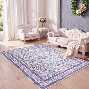 New Arrival Purple 5x7 Ultra-Thin Floral Indoor <b>Rug</b> Machine Washable <b>Boho</b> Style Non-Slip Soft Throw for Bedroom - Product Image 5