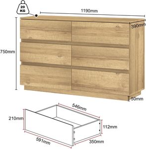 Commode à 12 tiroirs, ensemble de commodes basses pour chambre à coucher, commode moderne minimaliste, unité de rangement double - Product Image 2