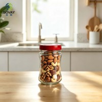 Pot alimentaire en verre rond de 230 ml à col fileté et corps cintré, récipient transparent polyvalent pour la maison et la vente en gros commerciale