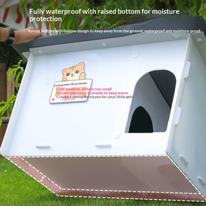 Maison pour chat d'extérieur, abri pour chat errant résistant aux intempéries avec zone de repos et d'alimentation, villa pour chat chaude en hiver, vente en gros - Product Image 5
