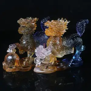 Jingfengshui — paire de figurines liui en cristal, vente en gros, chi lin, cadeau de mariage
