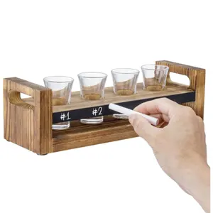 Wood Beer Serving Tray with Erasable Chalkboard Panel for Party