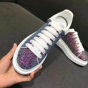 Chaussures de marche respirantes à lacets tendance été Europe États-Unis, mocassins pour hommes et femmes, semelle épaisse, couleur violet flash et blanc - Product Image 1