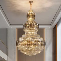 Grand lustre en cristal K9 personnalisable pour hôtels, villas, lofts, escaliers de luxe, luminaires de salon, installation suspendue en usine, taille moyenne