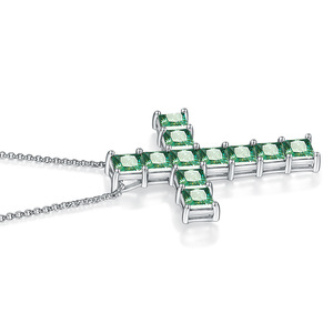 Ruizuan 925 plata esterlina Mossanite <span class=keywords><strong>Cruz</strong></span> colgante verde Hip Hop joyería <span class=keywords><strong>con</strong></span> cadena <span class=keywords><strong>de</strong></span> eslabones chapada en <span class=keywords><strong>oro</strong></span> al por mayor - Product Image 2