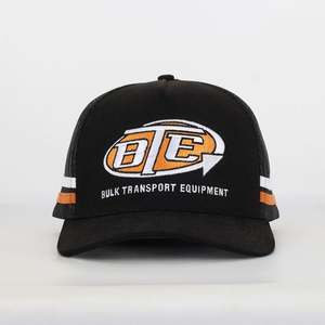 Gorras Trucker Personalizadas con Bordado Plano, Malla Lateral de Perfil Alto, Bordado a Mano, Tela Vaquera Negra, Unisex para Negocios y Playa - Product Image 1