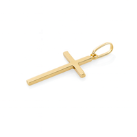 Colgante de Cruz Cristiana de Oro de 14K, Delgado, Minimalista, Hecho a Mano, Oro Amarillo, Unisex, para Uso Diario, Regalo Religioso, Joyería Sin Níquel
