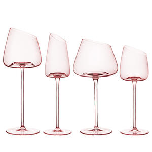 High-End Modern Handgesneden Roze Rode Wijnglas Met Schuine Bodem Champagneglas Kristalglas Eendelige Huwelijksgeschenken - Product Image 5