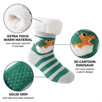 Chaussettes d'hiver épaisses en coton antidérapantes pour enfants avec logo personnalisé, motif dinosaure mignon, vente en gros