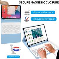 Kenke casing IPad magnetik Keyboard terhubung Bluetooth, penutup Tablet tahan guncangan pengisian daya USB dengan Slot pena untuk IPad Pro 11 inci