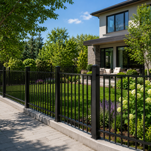 Panel <span class=keywords><strong>de</strong></span> Cerca Metálica <span class=keywords><strong>de</strong></span> Acero Galvanizado Negro, Moderno, para Jardín, Patio, Villa, Valla <span class=keywords><strong>de</strong></span> Seguridad Residencial, Tamaño Personalizado, OEM, ODM, Venta Caliente - Product Image 4
