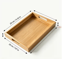 Plateau de service en bois de manguier laqué bambou pour table basse, bureau et cuisine