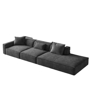 Ensemble de canapé modulaire en cuir véritable avec pieds en acier inoxydable rembourrés de mousse, design moderne pour salon, petit <span class=keywords><strong>appartement</strong></span> - Product Image 4