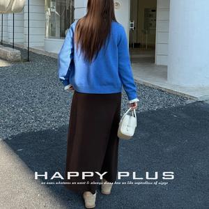 Happy Plus – Cardigan tricoté pour femmes, bleu lac, couleur unie, fibre acrylique, grande taille, vêtements d'automne et d'hiver, N9405 - Product Image 4