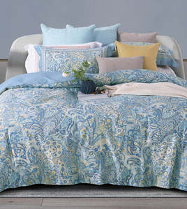 Encantadora Colección de Ropa de Cama de Algodón de Fibra Larga con Estampado de Medallones Azules, Juego de Cama con Fundas de Almohada para un Hogar Toscano Elegante - Product Image 4