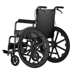 <span class=keywords><strong>Silla</strong></span> <span class=keywords><strong>de</strong></span> <span class=keywords><strong>Ruedas</strong></span> Plegable <span class=keywords><strong>de</strong></span> Primera Calidad, Pintada en Negro, con <span class=keywords><strong>Ruedas</strong></span> Resistentes <span class=keywords><strong>de</strong></span> una Sola Pieza, Frenos Dobles, Asiento Transpirable y Suave, Reposabrazos Esponjosos - Product Image 3