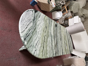 Estilo lujoso Comedor Muebles de mármol Shangri <span class=keywords><strong>La</strong></span> Jade Mesa de comedor ovalada de mármol con 2 bases - Product Image 2