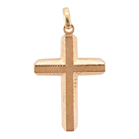 Collier Croix Gothique en Acier Plaqué Or Damas Poli Miroir, Designs Croix, Bijoux Fins en Gros Cheng Jewelers