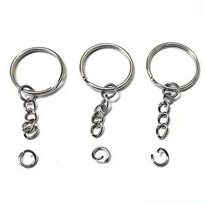 25mm Key Ring Toy Gift Hardware Key Ring Accessories Metal 4 section chain nickel color key ring