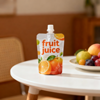 Emballage debout personnalisé avec couvercle anti-fuite en matériau composite, bec verseur, qualité alimentaire, remplissage à chaud, purée de fruits, jus, gelée, boisson