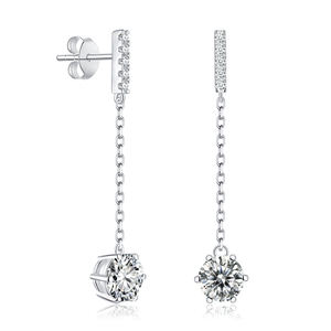 Plated 0.5ct Zircon <b>Stud</b> Platinum <b>Women</b> Designer Fashion Sterling <b>Silver</b> <b>Earrings</b> - Product Image 1