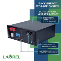 Baterai Penyimpanan Energi Premium 10kWh 3-inci Layar Tombol, Terpasang di Rak, Baterai Lithium Iron Phosphate untuk Sistem Tenaga Surya Rumah Tangga