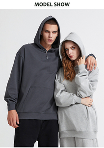 Pull-over à capuche 100% coton, sweat-shirt polaire lourd de qualité supérieure, coupe régulière, sweats à capuche personnalisés pour hommes, automne, teint uni - Product Image 6