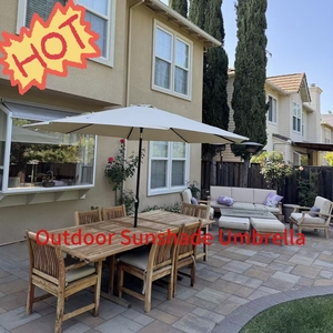 Sombrilla retráctil <span class=keywords><strong>grande</strong></span> moderna de 2,7 m, sombrilla de jardín impermeable para <span class=keywords><strong>terraza</strong></span> exterior Premium para uso promocional de hoteles - Product Image 6
