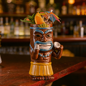<span class=keywords><strong>Mug</strong></span> Tiki en Céramique Personnalisé Vintage Zombie, Tasse à Cocktail Hawaïenne Créative en Relief, Décoration pour Fête - Product Image 4