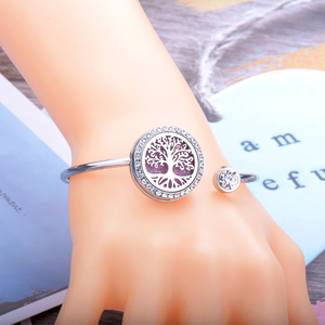 New Flower Design Aromatherapy Diffuser Stainless Steel Perfume <b>Locket</b> Aroma Essential Oil Diffuser Bracelet Bangle Jewelry - Product Image 3