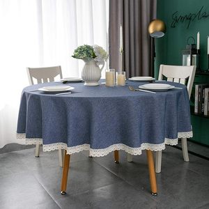 <span class=keywords><strong>Tovaglia</strong></span> 100% <span class=keywords><strong>Lino</strong></span> con Bordo in Pizzo Rotonda Impermeabile Antimacchia Antipiega Antimacchia d'Olio - Product Image 5