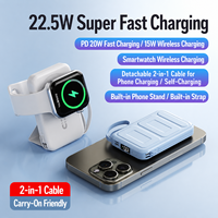 Batterie externe magnétique sans fil personnalisée 10000 mAh avec câble intégré, support pliable, affichage numérique, impression de logo, chargeur portable