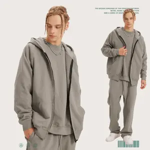 High Quality 400g Cotton Zip Up Plain Color Hoodie Men's Hoodies Sweatshirts Acid Wash Hoodie