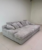 Juego de Sofá Seccional Modular de Pana Gruesa a Rayas Sofá de Tela para Sala de Estar Moderna