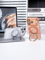 Coque de luxe antichoc pour iPhone 18 Pro Max 17 avec anneau magnétique transparent et support métallique intégré – Étui de téléphone premium