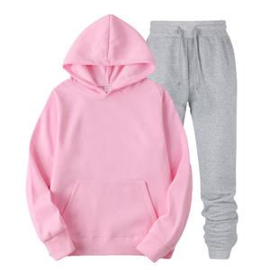 Conjunto Deportivo Personalizado de <span class=keywords><strong>2</strong></span> Piezas Liso Unisex del 2021 para Mujer con Sudadera con Capucha y Pantalones Jogger de Manga Larga - Product Image 4
