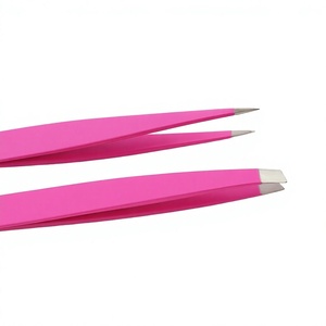 Juego de 2 Pinzas Manuales de Acero Inoxidable Color Rosa, Instrumentos para el Cuidado de la Piel en Salones de Belleza, Herramientas de Microcirugía, Incluye Pinzas Inclinadas - Product Image 4