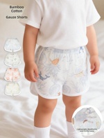 Shorts d'été unisexe pour bébé, style pastoral campagnard, en gaze fine respirante et fraîche, coupe ample pour tout-petit