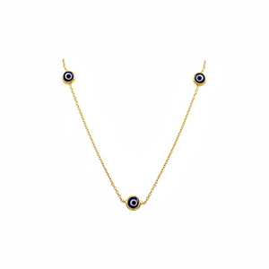 Collier à breloques bleu foncé en or massif 14 carats Nazar Good Luck Bijoux fins pour femmes Occasions de mariage et de cadeaux faits à la main en Turquie - Product Image 2