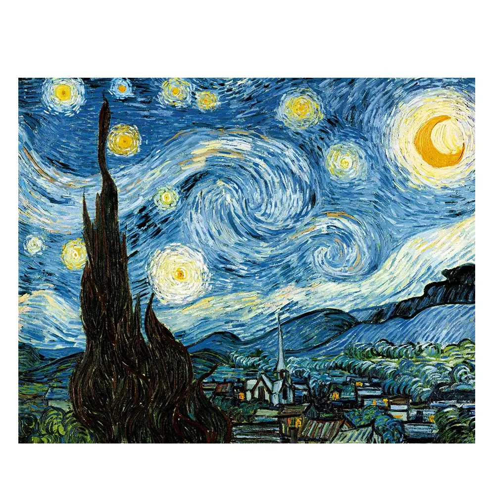 Sternennacht Natur Bilder handgemalte van Gogh Tapete zum Malen