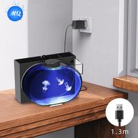 Mini aquarium de méduses cylindrique - Écosystème autonome compact avec éclairage LED, boîte incluse pour la décoration et la relaxation à la maison/au bureau