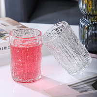 Verre à eau en verre à motif d'écorce avec bord doré 240/340 ml, verre à jus, à lait, à thé, verres à whisky