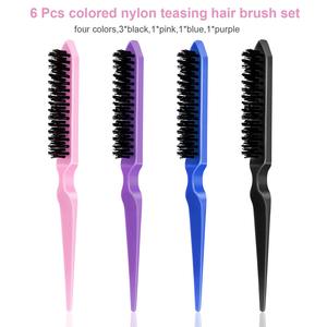 Brosse à cheveux démêlante professionnelle en nylon personnalisée en gros, peigne coiffant en plastique, brosse de contrôle des bords multicolore - Product Image 5