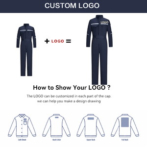 Mono ignífugo de seguridad negro para hombre con logotipo personalizado, mono de trabajo al por mayor, uniformes de trabajo FR ignífugos resistentes al aceite - Product Image 2