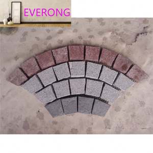 Dalles de pavé personnalisées en granit chinois, double couleur mélangée, en forme d'éventail, effet flammé, pour extérieur, <span class=keywords><strong>prix</strong></span> de gros au m² - Product Image 5