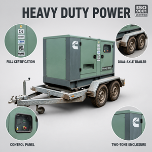 Generador Diésel Portátil Abierto con Motor Cummins 20Kw-50Kw 30Kva-50Kva 30Kw-50Kw 40Kva-50Kva 40Kw-50Kva 60Hz en Venta - Product Image 5