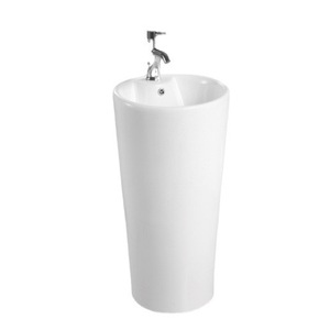 Lavabo de Pedestal de Cerámica con Patrón de Mármol Ouni, 410x410x840mm, Lavabo Independiente de un Solo Orificio - Product Image 5