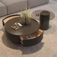 Table basse noire élégante, table à thé ronde moderne avec table d'appoint pour salon, petit espace, réception, bureau