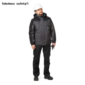Safety Oilproof Windproof Thin Waterproof Engineers Washed Work Jacket For Cold Weather